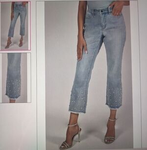 FRANK LYMAN Light Blue Pearl Embellished Jeans